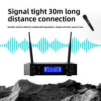 Mikrofon Genggam Nirkabel FM U-Band Dual-Channel VM-100 Siap Pakai, Arah Bentuk Hati, Respon Frekuensi 60Hz-15KHz