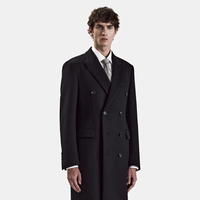 Laine italienne moderne fusionnée double face 100% laine 95 °   Manteau en laine italienne pour homme à double boutonnage et revers pointus