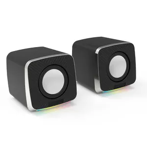 Altavoces Personalizados Usb Audio 2,0 Subwoofer Ordenador de escritorio Blanco Pc Led Rgb Luz Altavoces Con Logo