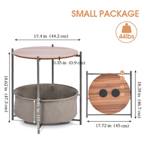 Tavolino da Caffè Rotondo in Legno Italiano Design a Vassoio Tavolini Laterali Piccoli Antichi per Soggiorno Camera da Letto - Product Image 6