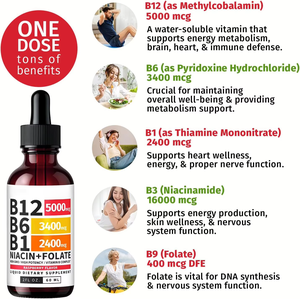 Compléments alimentaires Tianyuan Vitamine B12 + B6 Complexe de vitamines B tout-en-un en gouttes liquides pour la fonction immunitaire et le métabolisme énergétique. - Product Image 3