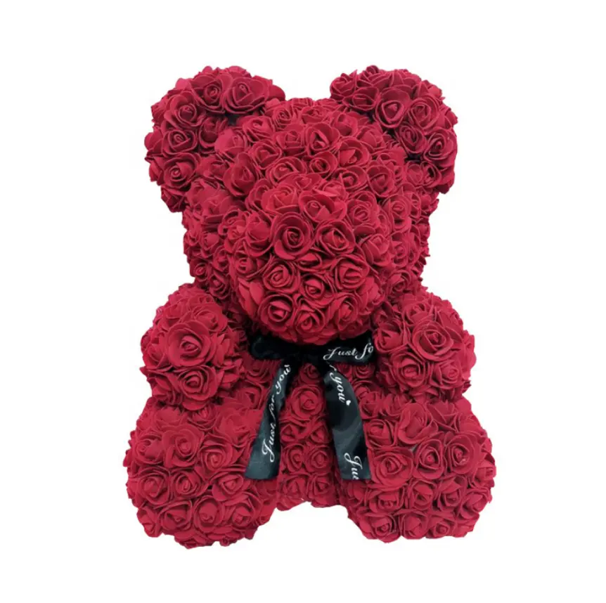 Commercio all'ingrosso di San Valentino Regali di Nozze Per Le Donne Farcito Giocattolo Artificiale del Fiore della Rosa Rosa Teddy Bear