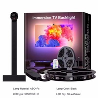 TV LED rétro-éclairage sans caméra-WiFi TV LED bande lumineuse avec HDMI Sync Box, jeu chambre décor RGBIC TV éclairage avec musique S