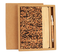 Carnet de notes A5 de luxe écologique à couverture rigide en liège et café recyclé, planificateur, stylo à bille en paille de blé, cadeau kraft