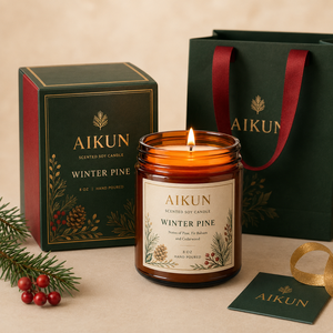 AIKUN Wholesale Supply Seasonal Holiday Soy Wax Scented <b>Candle</b> Long Lasting Christmas Glass Jar <b>Candle</b> <b>Gift</b> <b>Set</b> - Product Image 3