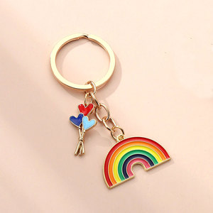 Cá nhân giá rẻ tùy chỉnh đầy màu sắc mạ vàng móc chìa khóa Keyring kim loại men số lượng lớn cầu vồng Keychain - Product Image 4