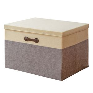 Caja de Almacenamiento de Ropa y Juguetes de Algodón y Lino al por Mayor, Cesta Plegable con Tapa para Organización del Hogar - Product Image 1