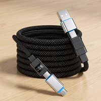 Nouveau câble USB 4-en-1 2026 avec affichage de la puissance, cordon de charge tressé en nylon de haute qualité, câble multi-charge pour tous les appareils