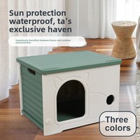 Nichoir pour chat d'extérieur 478, adapté à toutes les saisons, imperméable, résistant au soleil, respirant, petit, semi-fermé, en plastique, pour chats errants