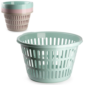 Cesto per Bucato Rotondo in Plastica, Capacità Standard, Durevole e Riutilizzabile, Organizzazione Domestica, Colori Assortiti - Product Image 1