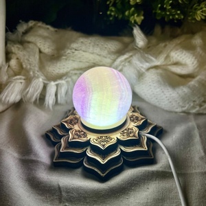 Lotus Shaped <b>LED</b> Luminous Base Illuminated Display Stand for Crystal <b>Ball</b> Home Feng Shui Decor Spiritual Ornament Gift - Product Image 1