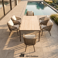 J&M Outdoor Stock Abordable 	 Ensemble de mobilier de salle à manger extérieure 6 places pour hôtels, piscines, villages et balcons, avec canapé d'extérieur, vente en gros