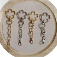 Porte-clés en alliage électroplaqué à ressort motif fleur de cerisier avec mousqueton, breloques DIY, boucles et pendentifs pour sacs