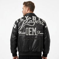 Veste en cuir d'agneau OEM de haute qualité pour hommes, avec broderie et appliques en strass personnalisées, style tendance, vente en gros