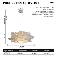 Lustre suspendu LED en acrylique en forme de fleur, idéal pour chambre d'hôtes, lecture ou maison de ville