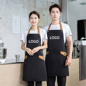 Tablier professionnel ajustable en sergé polyester/coton imperméable pour personnel de restaurant et coiffeurs, idéal pour salons de beauté - Product Image 1