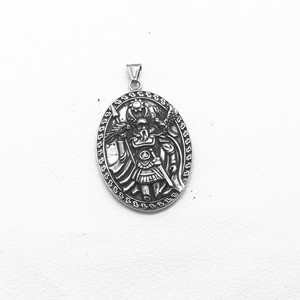 yunnique Unisex <b>Titanium</b> Steel Pendant Necklace Oval Viking Warrior Design Retro Style Fashion Jewelry - Product Image 5