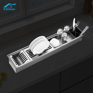 Fregadero de cocina grande hecho a mano de acero inoxidable 304, cuenco único, cuatro encimeras plateadas, instalación, trampa de grasa Nano - Product Image 6