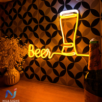 Enseigne néon LED personnalisée en forme de verre à cocktail avec télécommande pour publicité et décoration murale de pub, club ou lounge