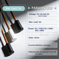 Module de capteur infrarouge PIR 3A 5V 12V 24V 120 °   Détecteur de mouvement PIR à angle de détection 30° avec temporisation, interrupteur à commande automatique