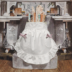 Cute Ruffled Polyester <b>Waist</b> Half <b>Apron</b> Bow Decor Pocket <b>Apron</b> Washable Reusable for Maid Cafe Baking Tea Party - Product Image 3
