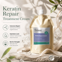 Crema Reparadora de Queratina OEM, Bálsamo Acondicionador para Cabello Dañado y Encrespado, Fabricación Directa de Fábrica, Contrato de Producción