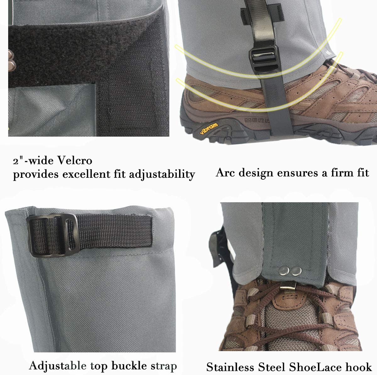 Wiwaplex Leg Gaiters, 2 Pairs Of Lightweight Hiking Gaiters Waterproof Windproof Durable Leg Cover Protect For Mountain Snow, Hiking, Skiing, Climbing And Hunting, Includes 2 Drawstring Bags