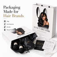 Sac en papier de luxe personnalisé pour extensions de cheveux, emballage boutique, sac fourre-tout en papier cadeau avec poignées en ruban