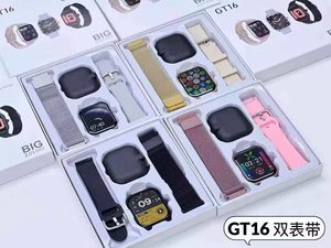 Montre connectée tendance GT16 avec double bracelet, appels Bluetooth, calories, IA vocale, étanche IP68, utile et élégante, idéale pour un cadeau - Product Image 2
