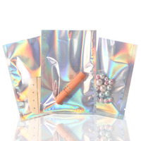 Sacs d'emballage pour gloss à lèvres avec fermeture éclair, logo personnalisé, prêts à être expédiés, avec impression en gravure et design holographique de sécurité