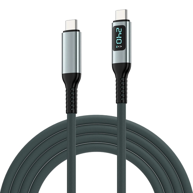 240W Max Trend  Type C PD 100W 65W 27W Fast Charging Power Digital Display Nylon C- C LED 1.2m Data Cables