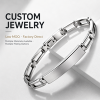 Bracelets personnalisés Yogoo pour hommes, en acier inoxydable brossé, avec plaque nominative, chaîne à maillons en H, bijoux minimalistes pour hommes, service OEM