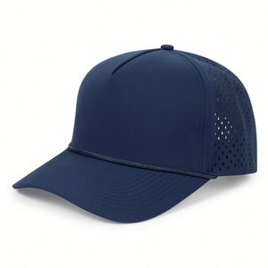 Wholesale Custom PVC Rubber Logo <b>Hat</b> Laser Cut Hole Perforated Dad <b>Hat</b> <b>Waterproof</b> Sport Baseball Cap With Rope - Product Image 6