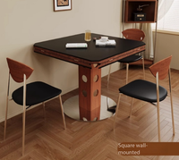 Ensemble de table à manger convertible en pierre frittée, base métallique pliable carrée à ronde, mobilier de salle à manger pour petit espace