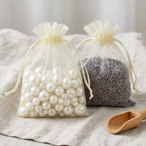 Sac cadeau en organza transparent de qualité supérieure avec cordon de serrage pour bijoux, perles et petits cadeaux - Product Image 4