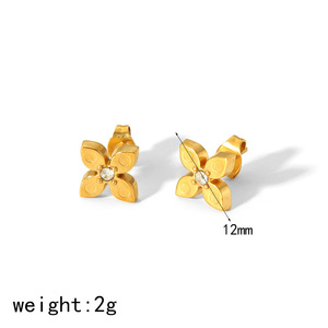 Pendientes con forma de flor chapados en oro de 18 quilates con incrustaciones de circonita para mujer, regalo, joyería, accesorios de moda - Product Image 4