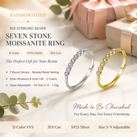 Bague ajustable en moissanite couleur D VVS, sertie clos, en argent S925 plaqué rhodium et or 14K, taille 3EX, pour usage quotidien