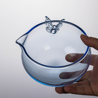 Bol à matcha papillon très populaire en verre borosilicate haute résistance avec bec verseur, écologique, qualité alimentaire, style Japandi, pour service à thé