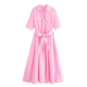 Robes chemises boutonnées à col et ceinture pour femmes, nouvelle collection printemps, vente en gros, tendance - Product Image 2