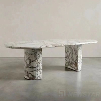 Newstar Table à manger en marbre blanc Calacatta moderne Taille et matériau personnalisés Table à manger Meubles en pierre naturelle
