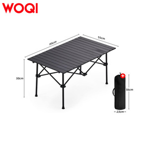 Ensemble table et chaises pliantes Woqi Outdoor 6 places, portable, en aluminium, pour jardin, pique-nique, camping, design minimaliste noir - Product Image 2