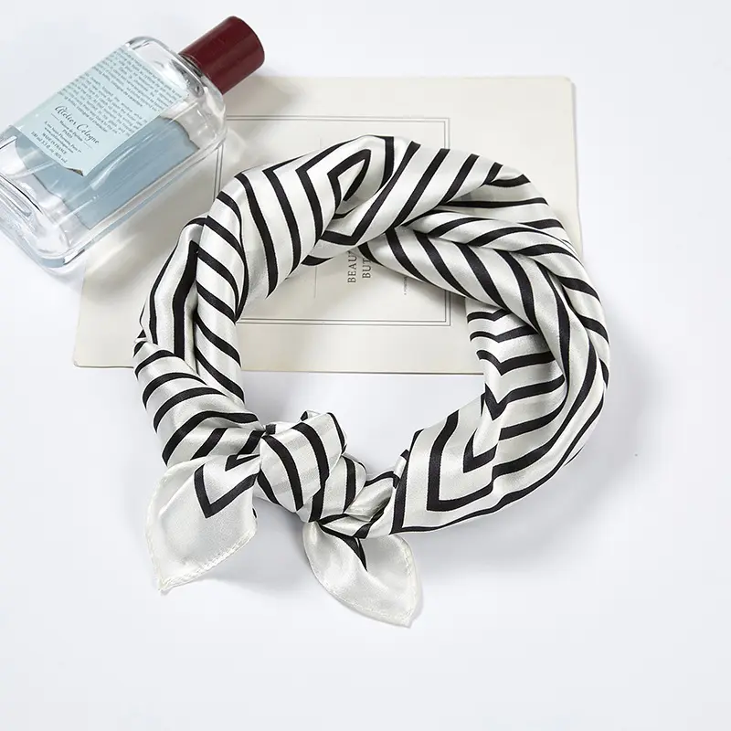 New style small square scarf female mulberry silk small black and white stewardess silk scarf scarf custom