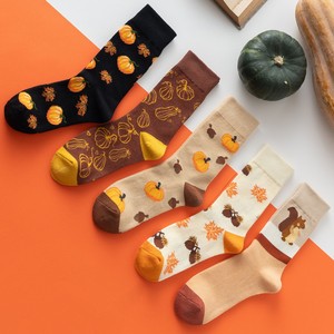 Calcetines <span class=keywords><strong>de</strong></span> Mujer, Estilo Nuevo, a Media Pantorrilla, Coloridos, con Dibujos Animados <span class=keywords><strong>de</strong></span> Ardilla y Calabaza, Certificado CE, Antibacterianos, Largos, <span class=keywords><strong>de</strong></span> Punto, para Otoño - Product Image 1