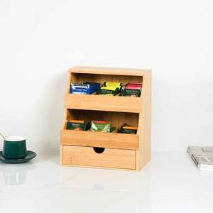 3 Layer Bamboo <strong>Tea</strong> Bag Organizer Storage Holder with Drawer Wood <strong>Tea</strong> <strong>Box</strong> Containers <strong>Tea</strong> Rack Teabag Station Stand - Product Image 2