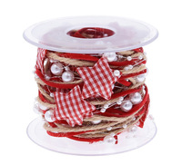 Ruban de Noël multi-styles avec décorations étoiles à carreaux, flocons de neige et perles, ficelle pour emballage cadeau de Noël, pour couronnes et décorations d'arbre