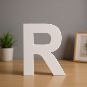 Insegna decorativa da parete in legno con lettera R bianca 3D per decorazione casa e ufficio - Product Image 3