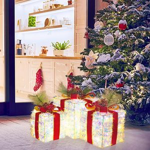 DAMAI Set of 3 <b>Christmas</b> Lighted Gift <b>Boxes</b> Led Light up <b>Boxes</b> Ornaments for Holiday Party <b>Christmas</b> Decorations Indoor - Product Image 2