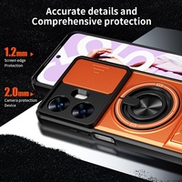 Coque de téléphone 2-en-1 antichoc avec anneau métallique et béquille, et cache-objectif coulissant pour Google Pixel 10A/11 Pro XL/10 Pro/9 Pro/9A/8A