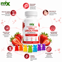 Complément alimentaire en gommes à l'Urolithine 500 mg, saveur fraise naturelle, pour une vieillesse saine, la santé de la peau, les antioxydants et la vitalité cellulaire