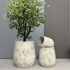 Wholesale Antique Effect Outdoor Indoor Planting Fiber Cement Large Floor Tall Pots For Garden Decorative